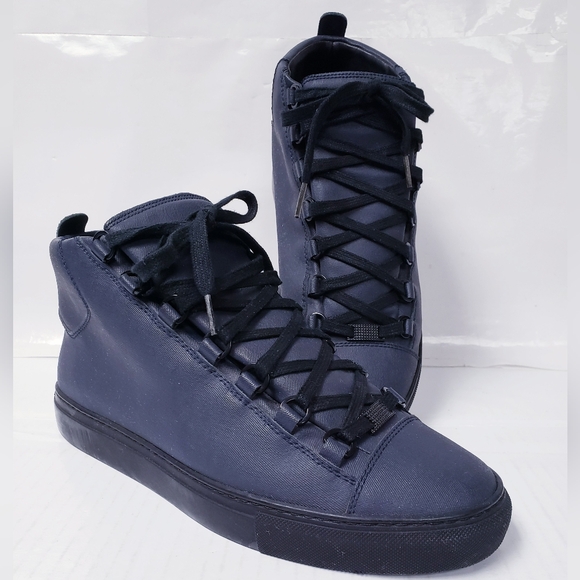 Balenciaga Blue High-Top Sneakers Minimalist Design - Picture 1 of 13